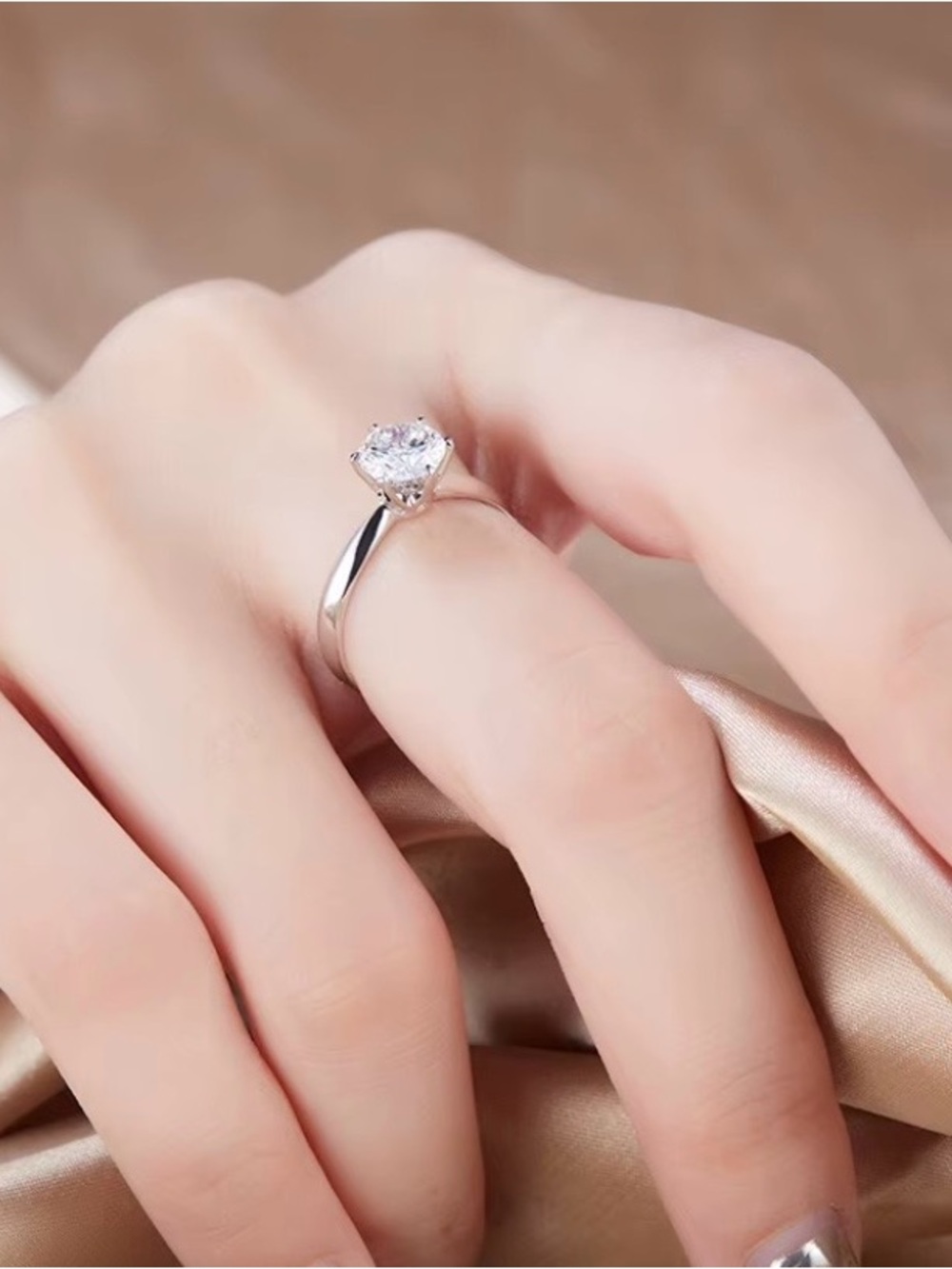 Silver 925 sterling Moissanite Ring - White